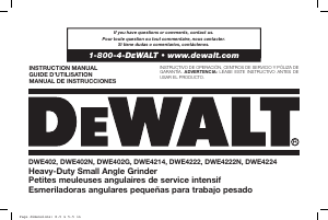 Mode d’emploi DeWalt DWE4222 Meuleuse angulaire