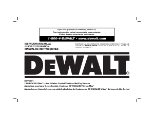 Manual DeWalt DCV581H Vacuum Cleaner