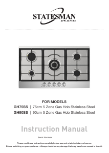 Manual Statesman GH75SS Hob