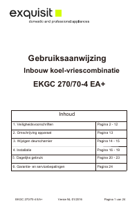 Handleiding Exquisit EKGC 270/70-4EA+ Koel-vries combinatie