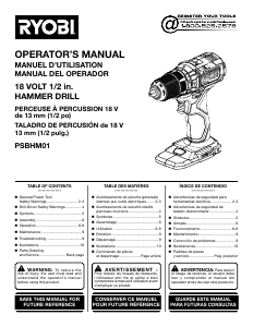 Mode d’emploi Ryobi PSBHM01 Perceuse visseuse