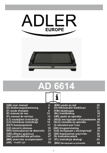 Manual Adler AD 6614 Grelhador de mesa