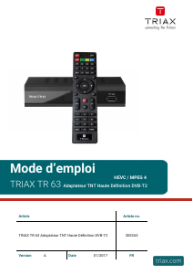 Mode d’emploi Triax TR 63 Récepteur numérique