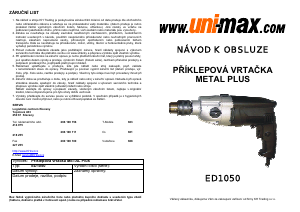 Manuál Uni-Max ED1050 Vrtací kladivo