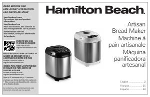 Manual Hamilton Beach 29985 Bread Maker