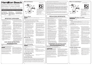 Mode d’emploi Hamilton Beach 11557 Défroisseur