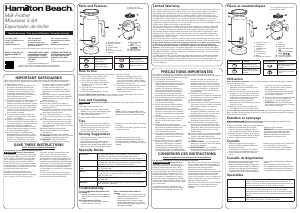 Mode d’emploi Hamilton Beach 43565 Fouet à lait