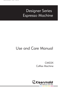 Manual Kleenmaid CM03X Coffee Machine