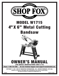 Manual Shop Fox W1715 Band Saw