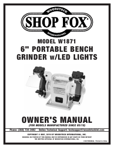 Manual Shop Fox W1871 Bench Grinder