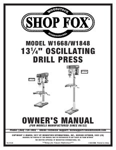 Manual Shop Fox W1848 Drill Press