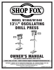 Handleiding Shop Fox W1848 Kolomboormachine