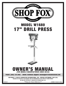 Manual Shop Fox W1680 Drill Press