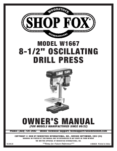 Manual Shop Fox W1667 Drill Press