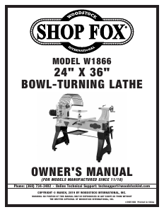 Handleiding Shop Fox W1866 Draaibank