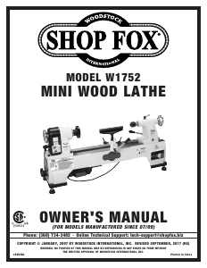 Handleiding Shop Fox W1752 Draaibank