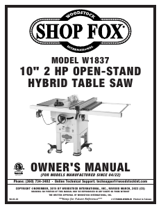 Handleiding Shop Fox W1837 Tafelzaag