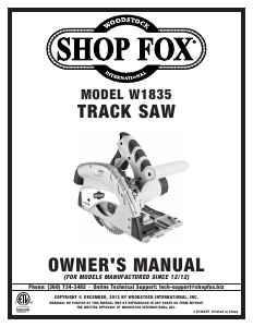 Manual Shop Fox W1835 Track Saw