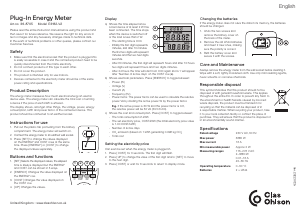 Bruksanvisning Clas Ohlson E3182-V2 Strømmåler