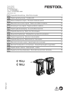 Manuál Festool C 18 Li Akušroubovák