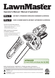 Handleiding LawnMaster CLCSF6016A Kettingzaag