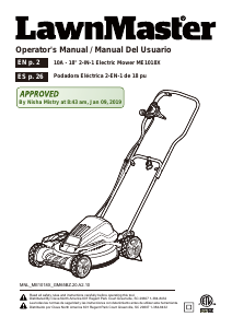 Manual de uso LawnMaster ME1018X Cortacésped