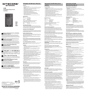 Handleiding Nitecore UL109 Batterijlader