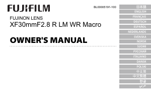 Manual de uso Fujifilm XF30mmF2.8 R LM WR Macro Objetivo