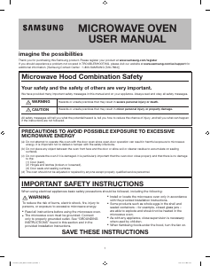 Manual Samsung ME16H702SEB/AA Microwave