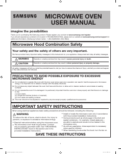 Manual Samsung ME16H702SEB/AC Microwave