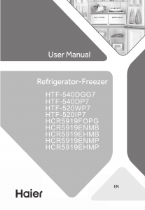 Kullanım kılavuzu Haier HCR5919ENMP Donduruculu buzdolabı