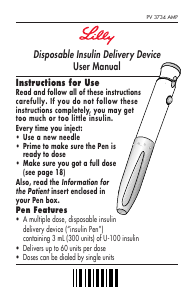 Manual Lilly Disposable Insulin Pen
