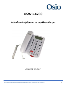 Εγχειρίδιο Osio OSWB-4760 Τηλέφωνο