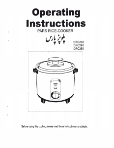 Manual Pars DRC230 Rice Cooker