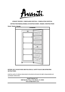 Manual Avanti VFM58B0W Freezer