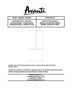 Mode d’emploi Avanti FFFDS175L3S Réfrigérateur combiné