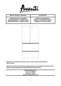 Manual de uso Avanti FFFDD18L3S Frigorífico combinado