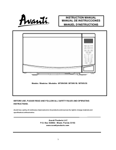 Manual Avanti MT09V3S Microwave