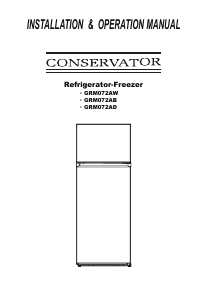 Handleiding Conservator GRM072AD Koel-vries combinatie