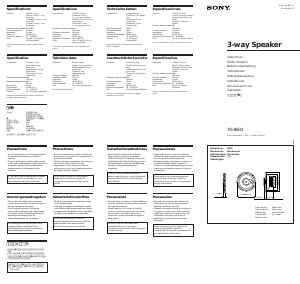 Manuale Sony XS-8603 Altoparlante per auto