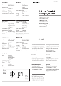 Manuale Sony XS-A825 Altoparlante per auto