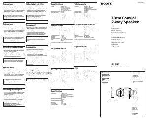 Manuale Sony XS-302F Altoparlante per auto