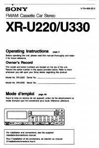 Mode d’emploi Sony XR-U220FP Autoradio