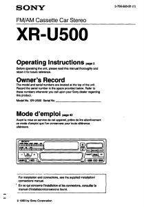 Manual Sony XR-U500FP Car Radio