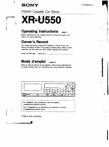 Handleiding Sony XR-U550FP Autoradio