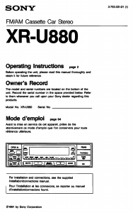 Manual Sony XR-U880FP Car Radio