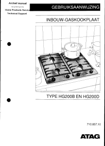 Handleiding ATAG HG200D Kookplaat