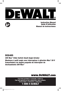 Mode d’emploi DeWalt DCG405B Meuleuse angulaire