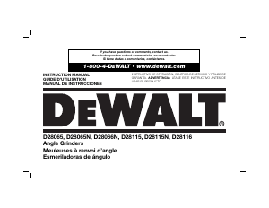 Handleiding DeWalt D28115N Haakse slijpmachine