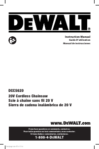 Manual DeWalt DCCS620P1 Chainsaw